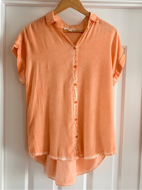 BLL New York Peach Acid Wash Viscose Button Down Top Small - Picture 3 of 8